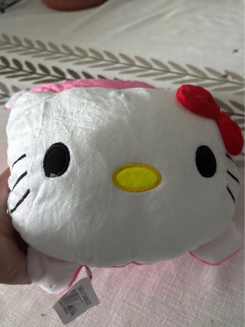 Sanrio Hello Kitty with blanket Plush Face Pillow in White, Red and Yellow